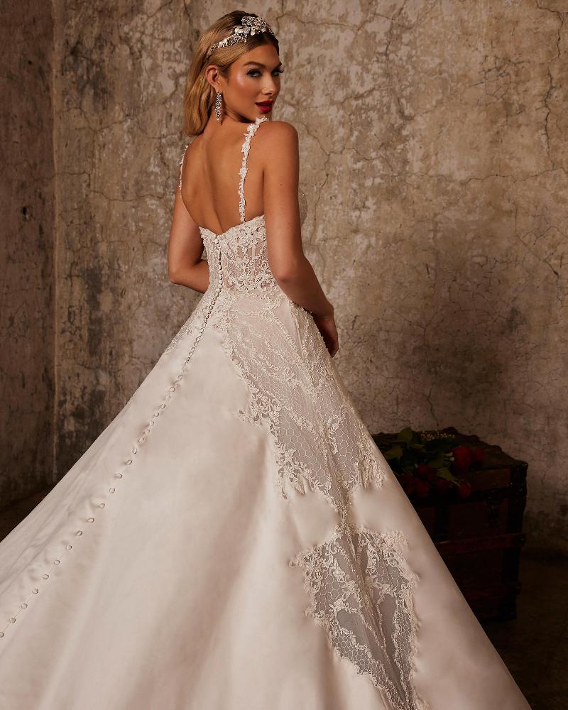 122241 lace and satin wedding dress with pockets and ball gown silhouette4